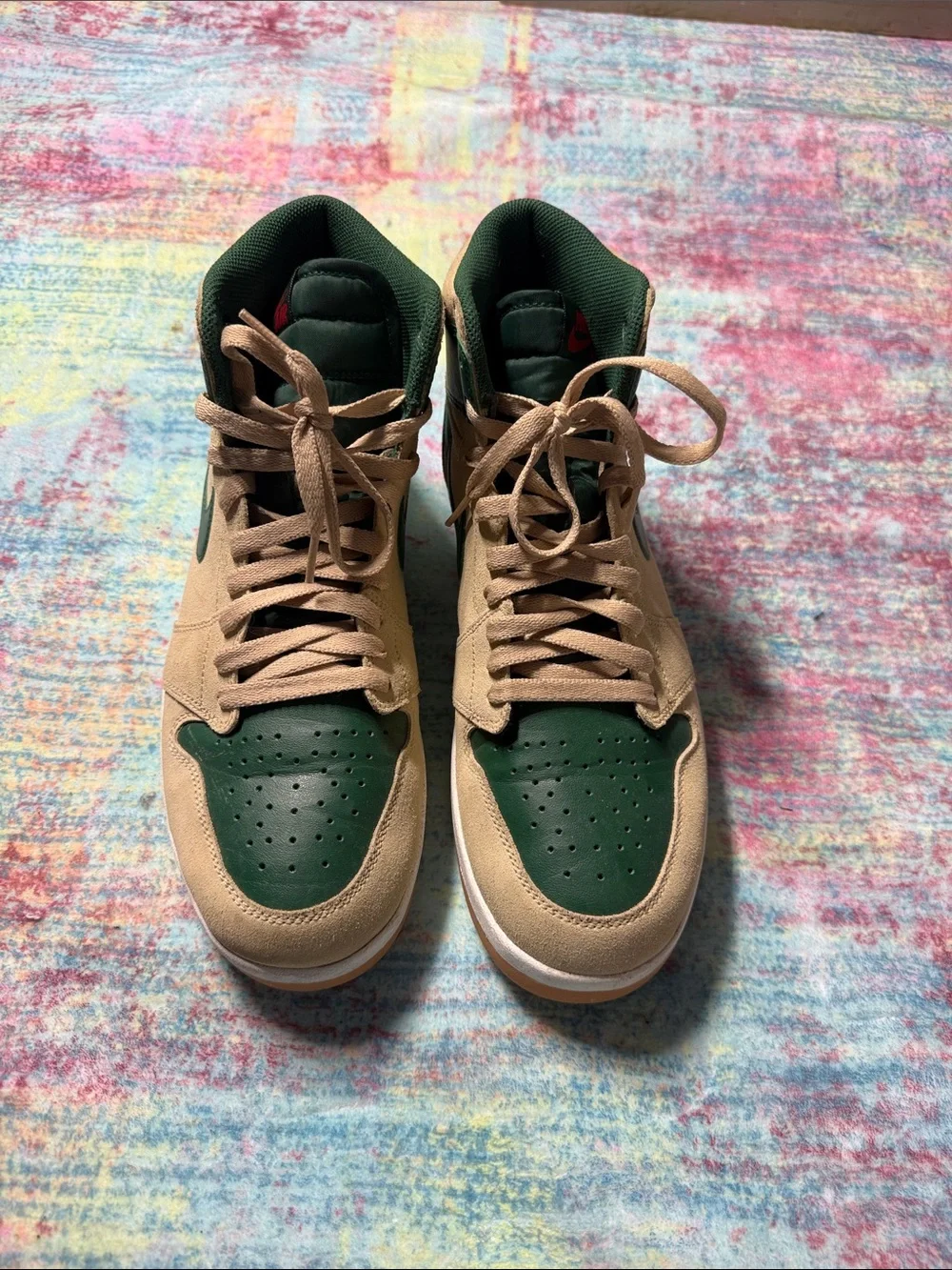 Nike Men’s High-Top Sneakers in Green and Tan